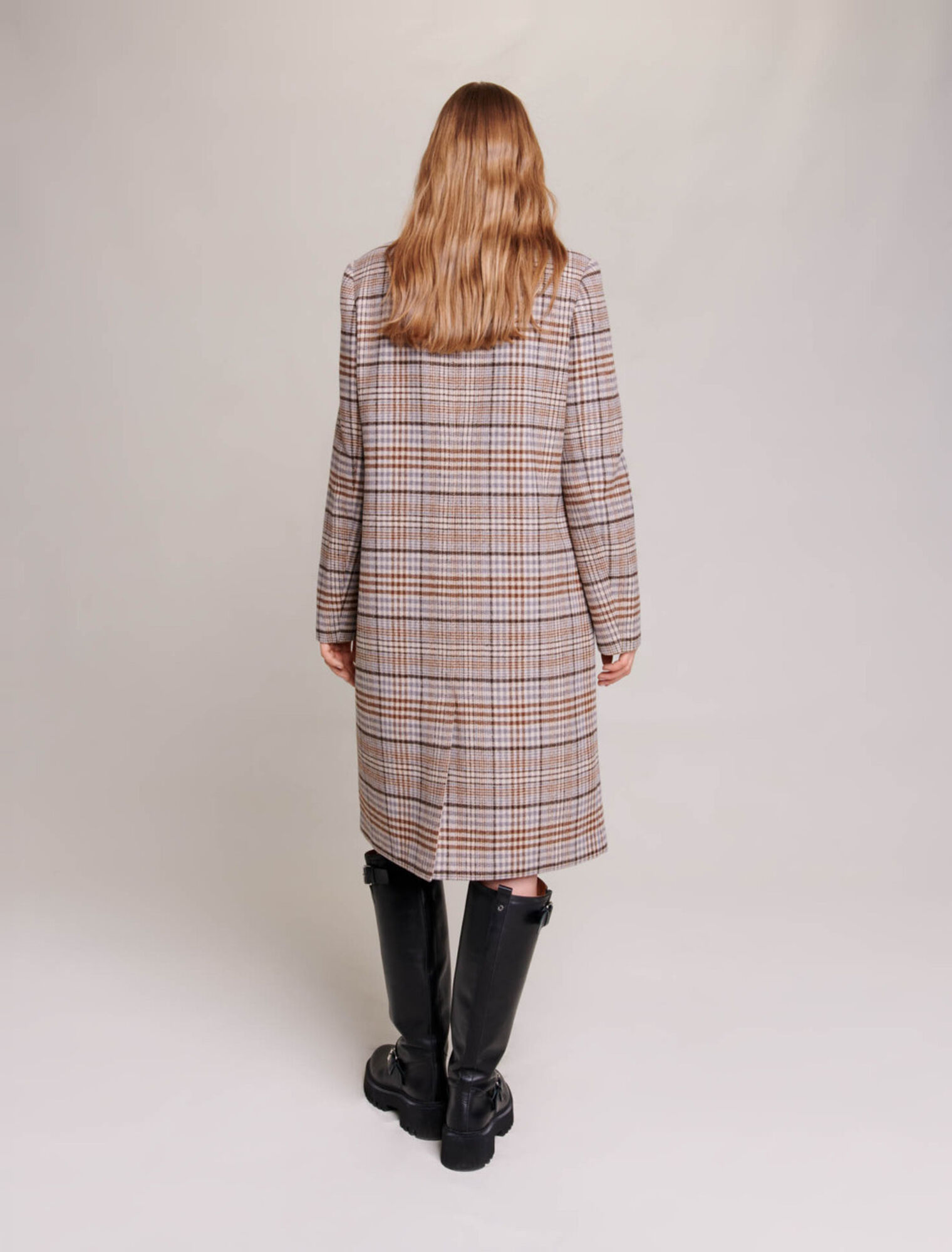 Long checked coat
