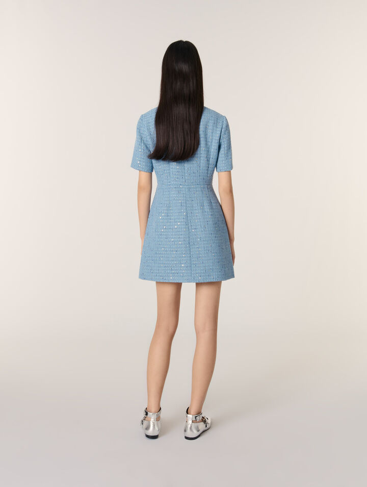 Sequin tweed mini dress