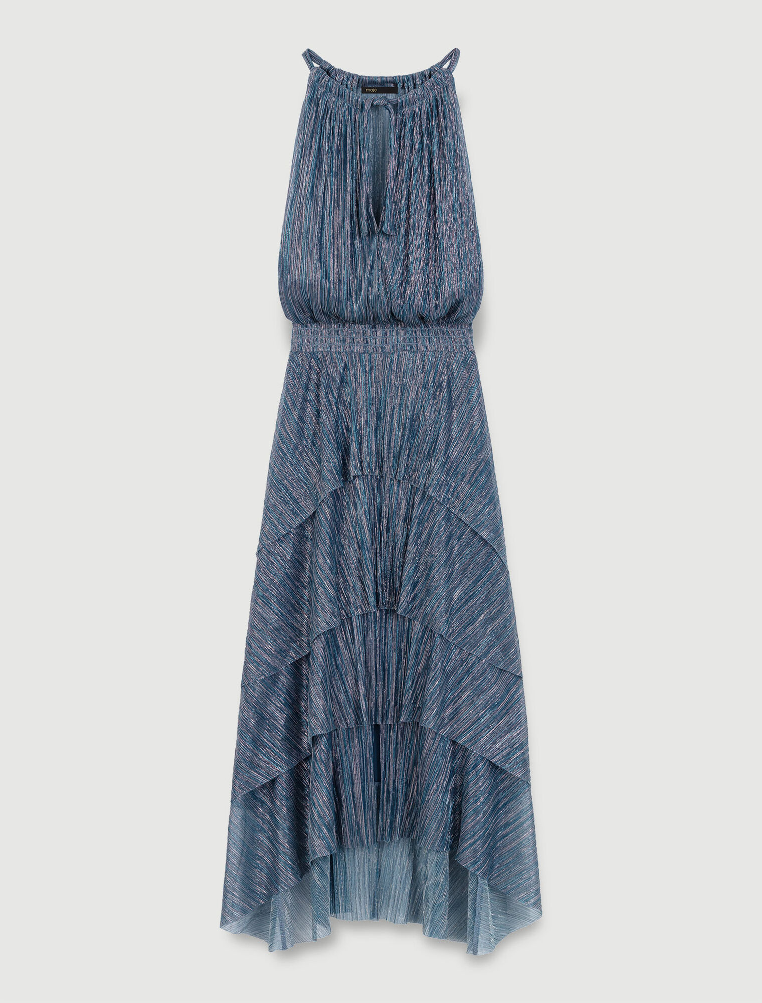 Robe longue lamée à volants