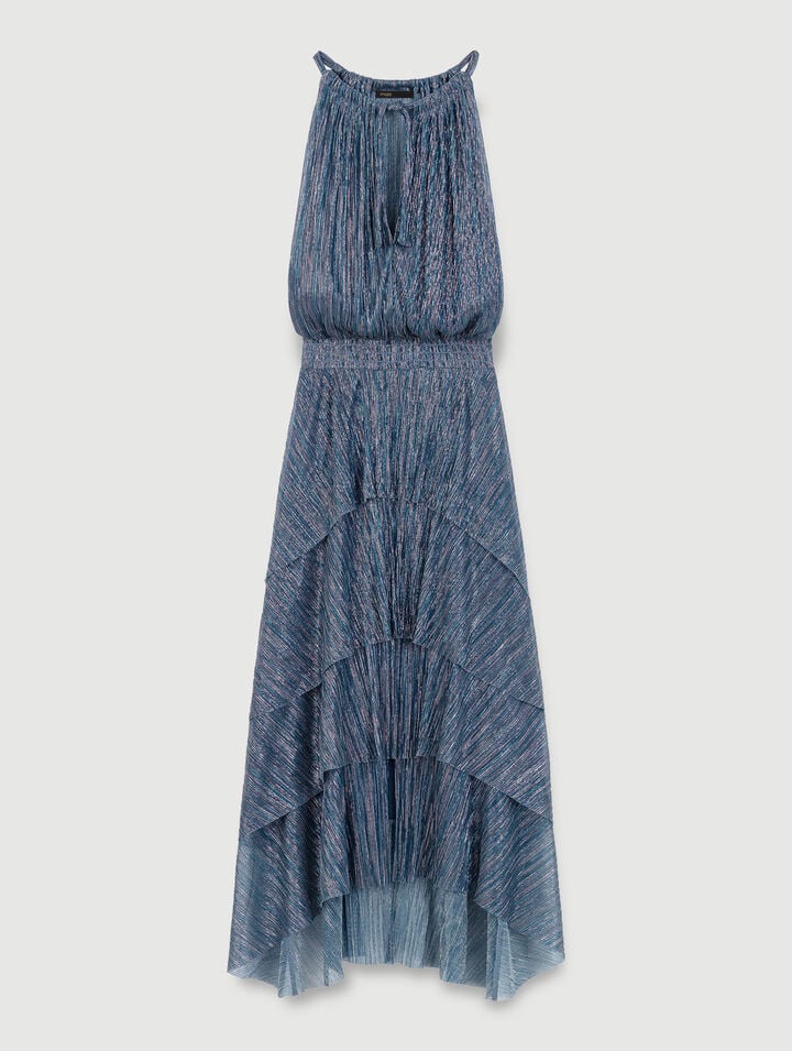 Robe longue lamée à volants