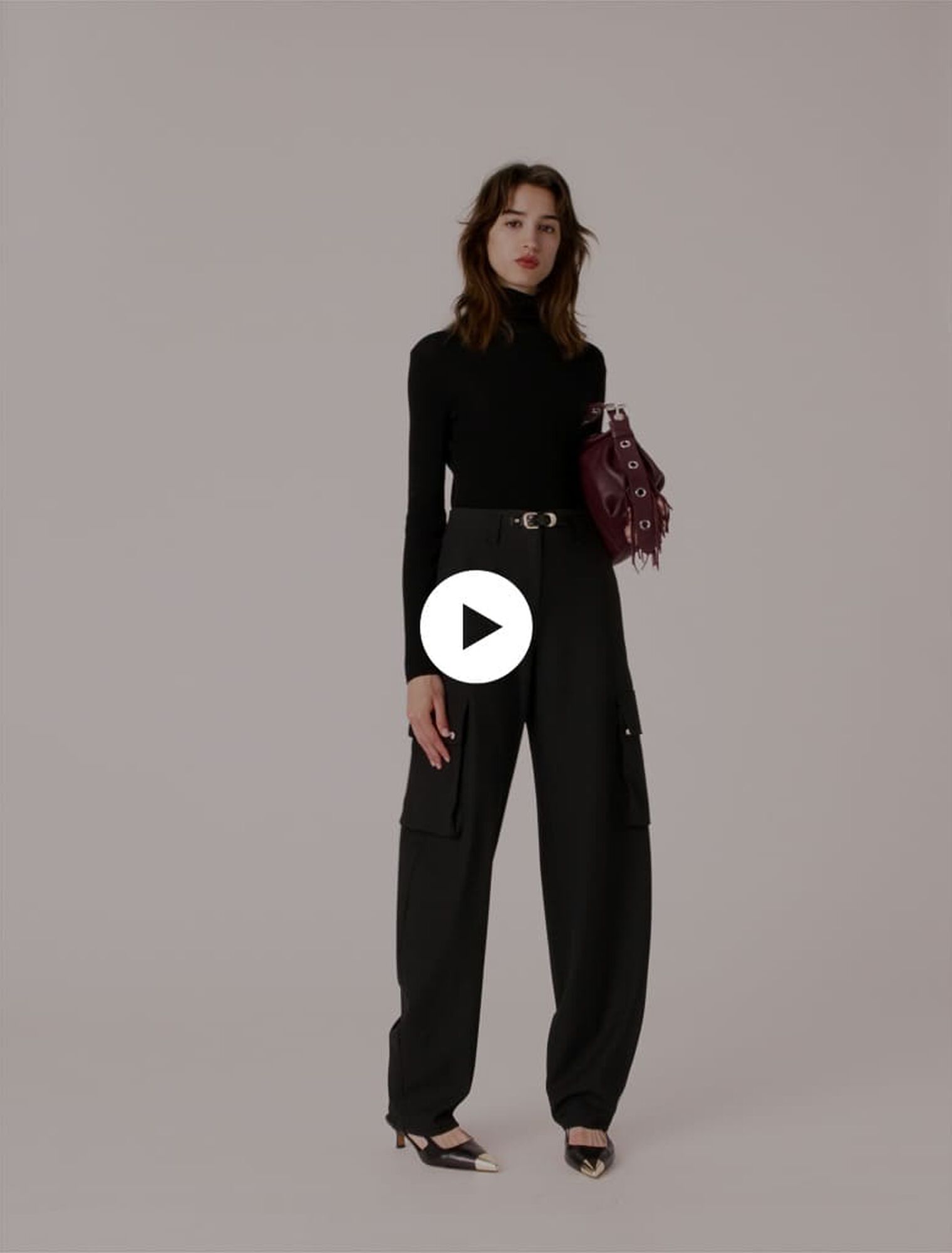 Open polo collar cardigan