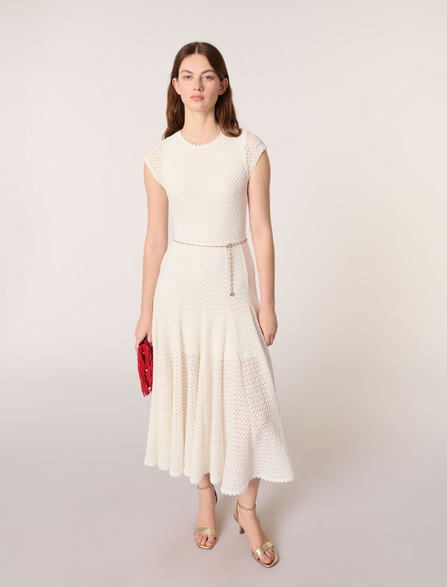 Crochet-knit maxi dress White For Women | Maje