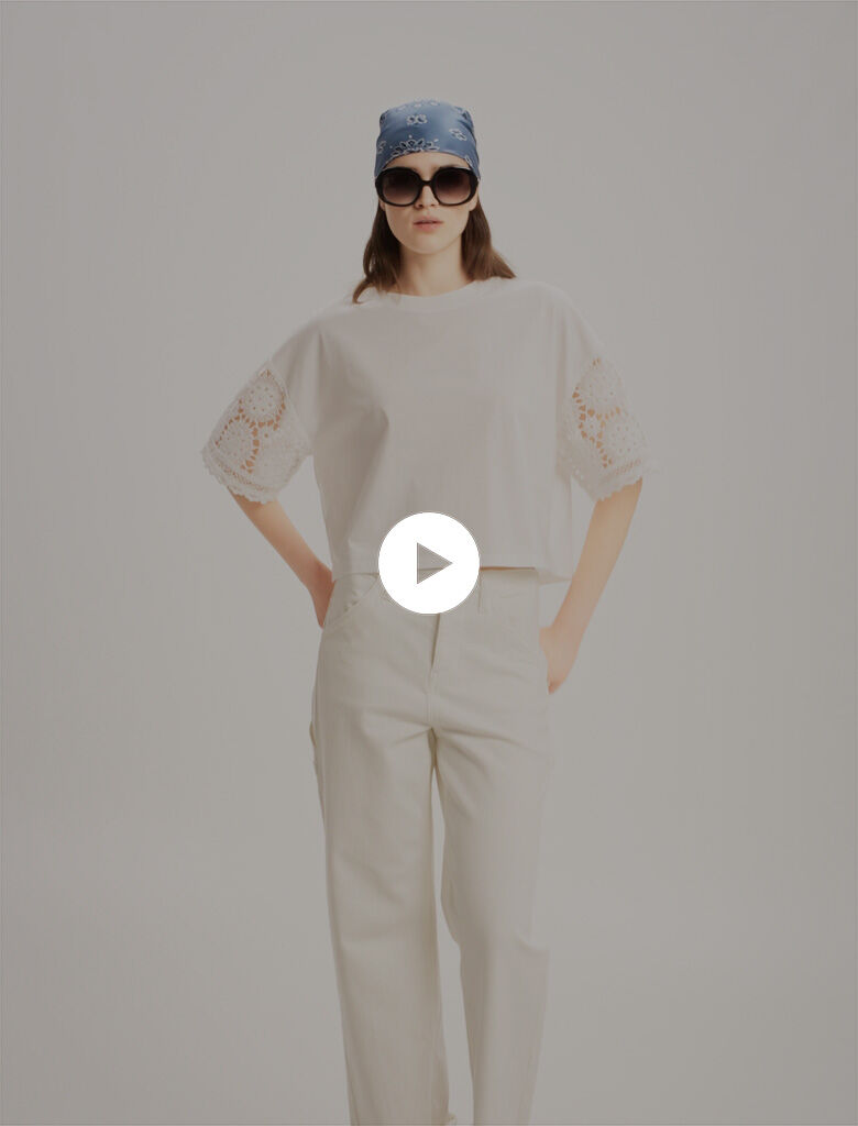 T-shirt with crochet sleeves White For Women | Maje