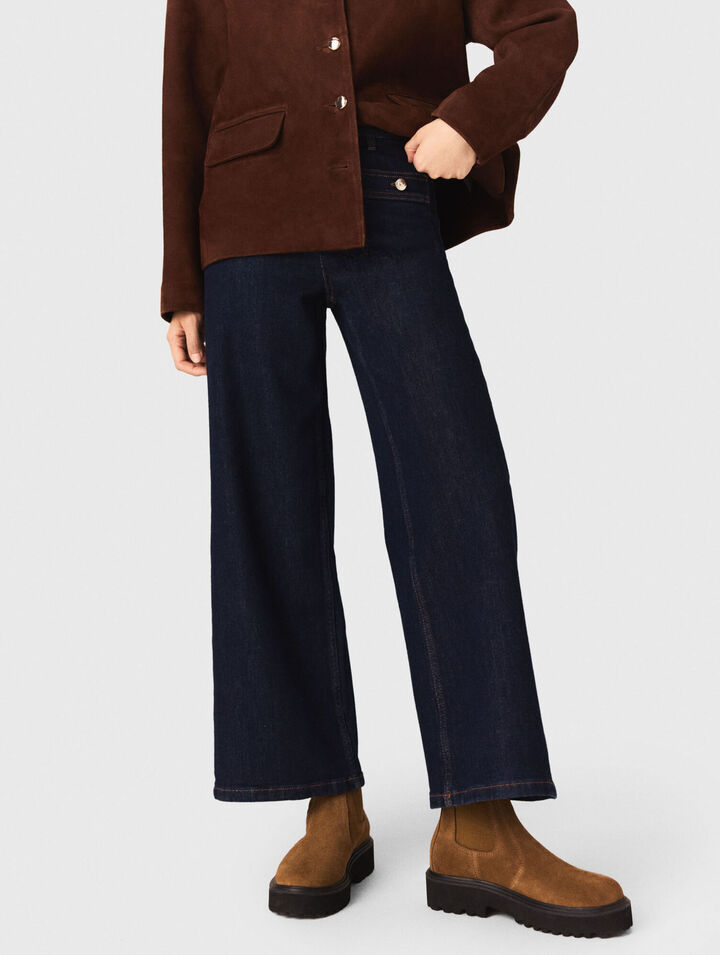 Jean large avec poches plaqu&eacute;es