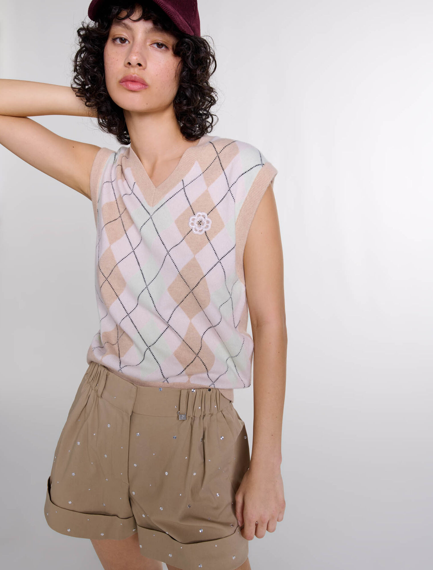 Short clouté en coton
