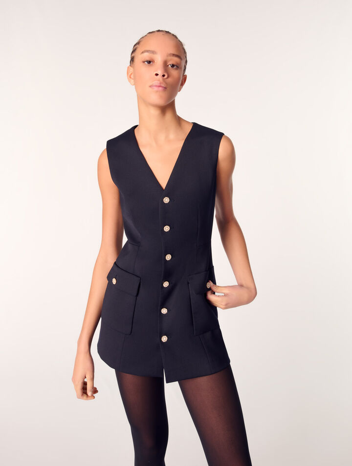 Layered-effect wool-blend jumpsuit