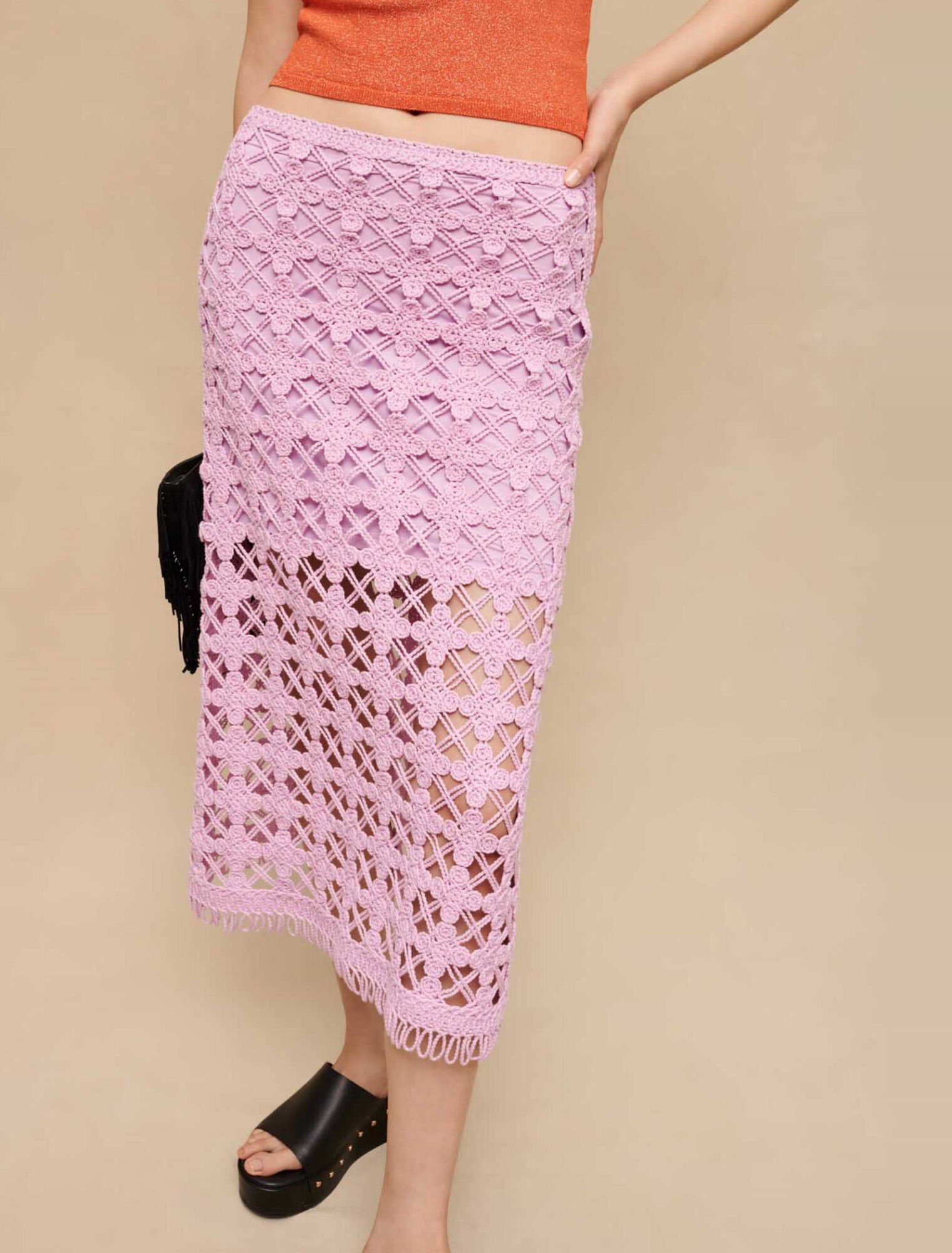 Jupe midi en crochet