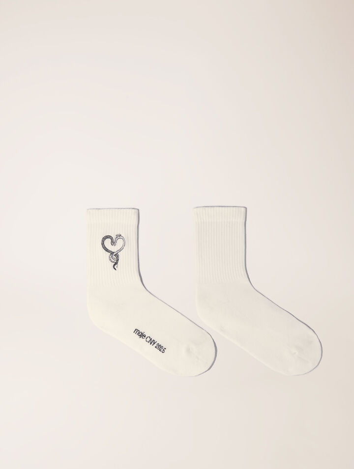 Chaussettes brodées à strass
