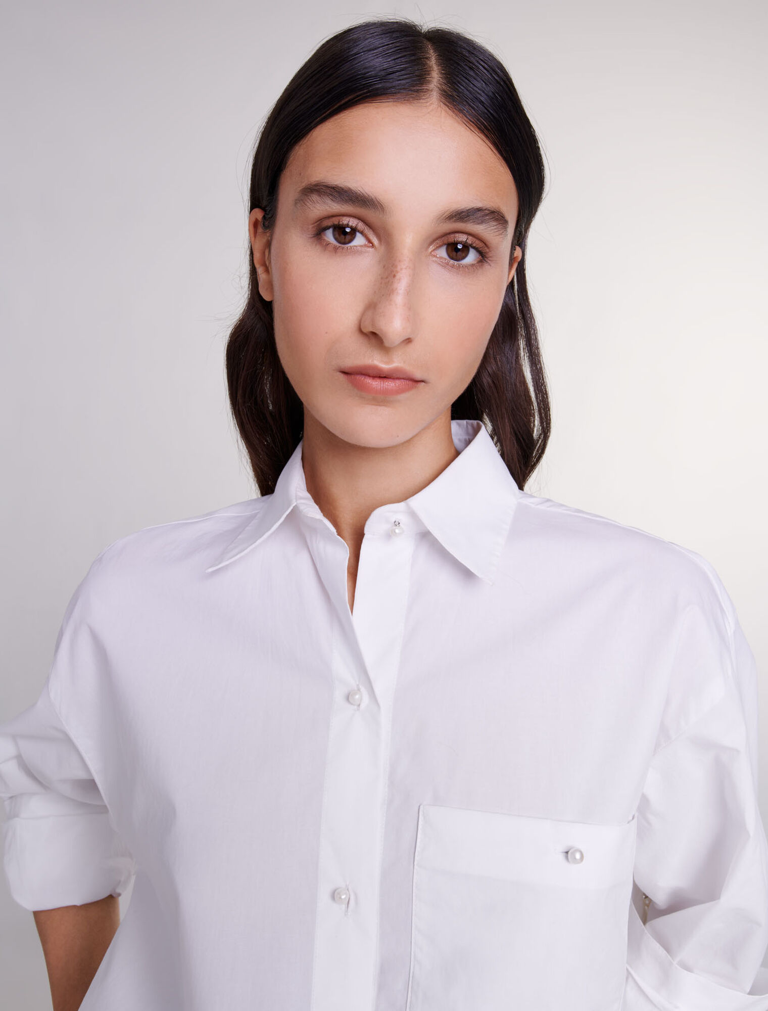 Chemise en popeline de coton blanche