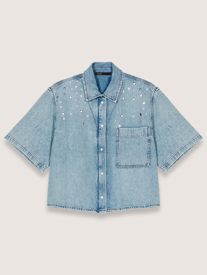 Chemise en denim à studs