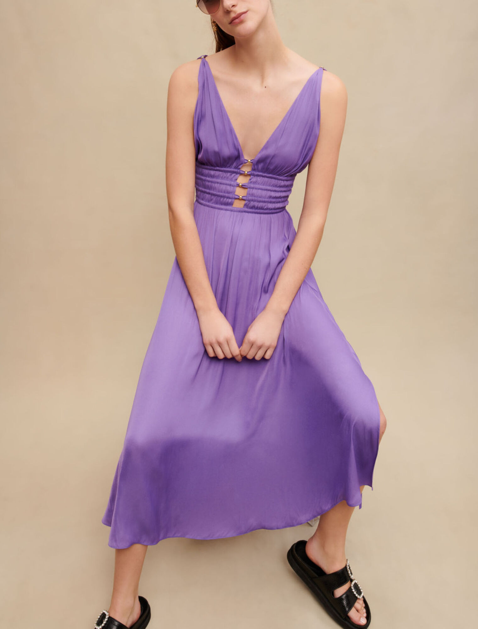Robe longue satinée