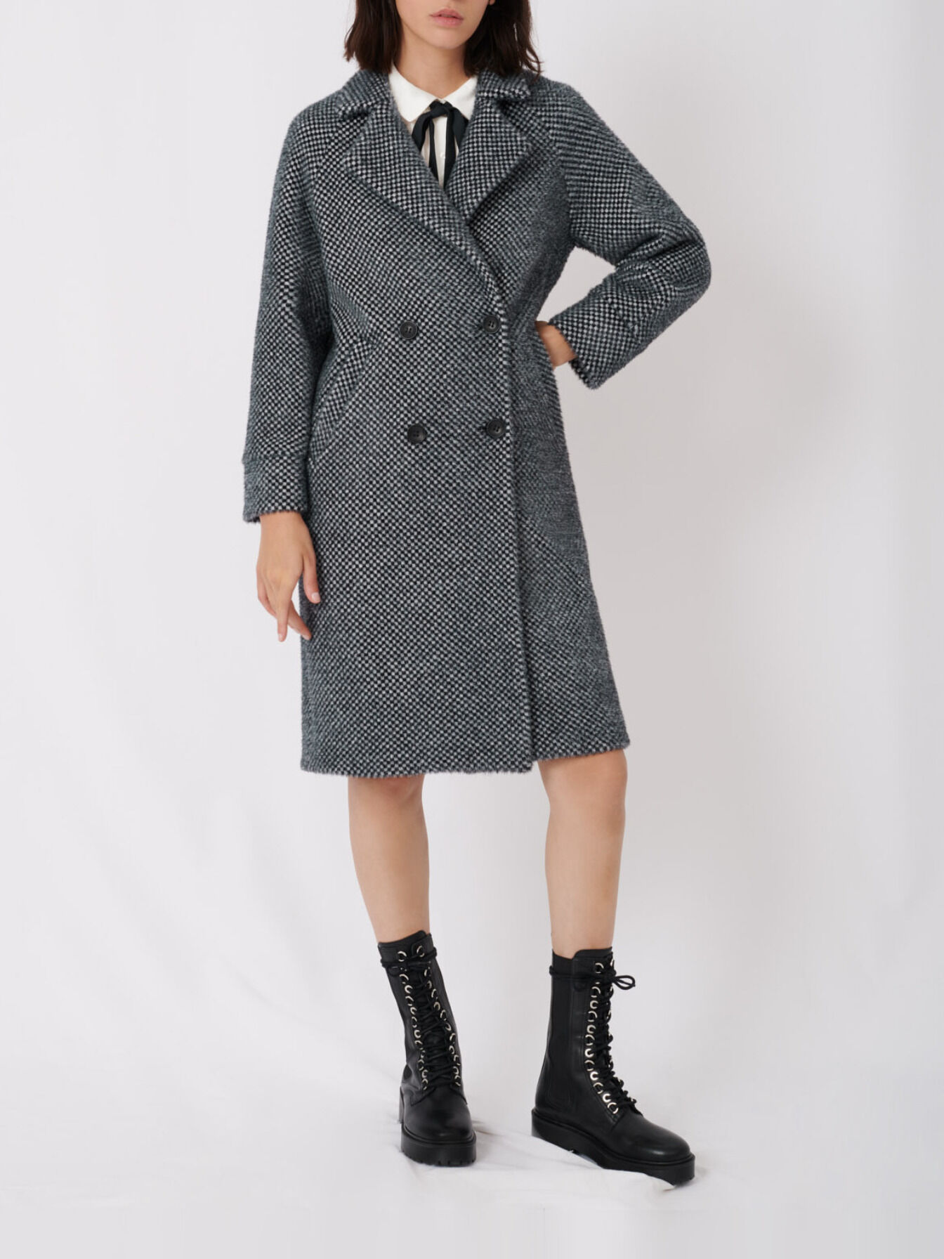 Maje checked coat cheap