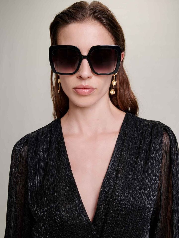 Robe pliss&eacute;e &agrave; volants, lam&eacute; extensible