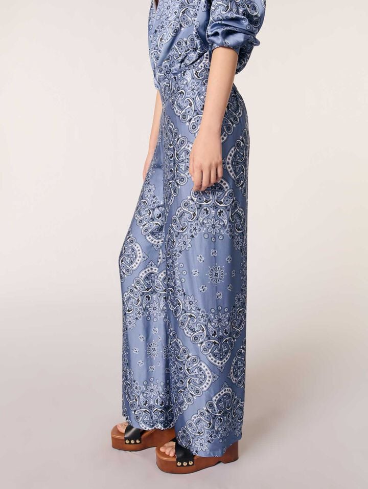 Flowing patterned bandana print pants