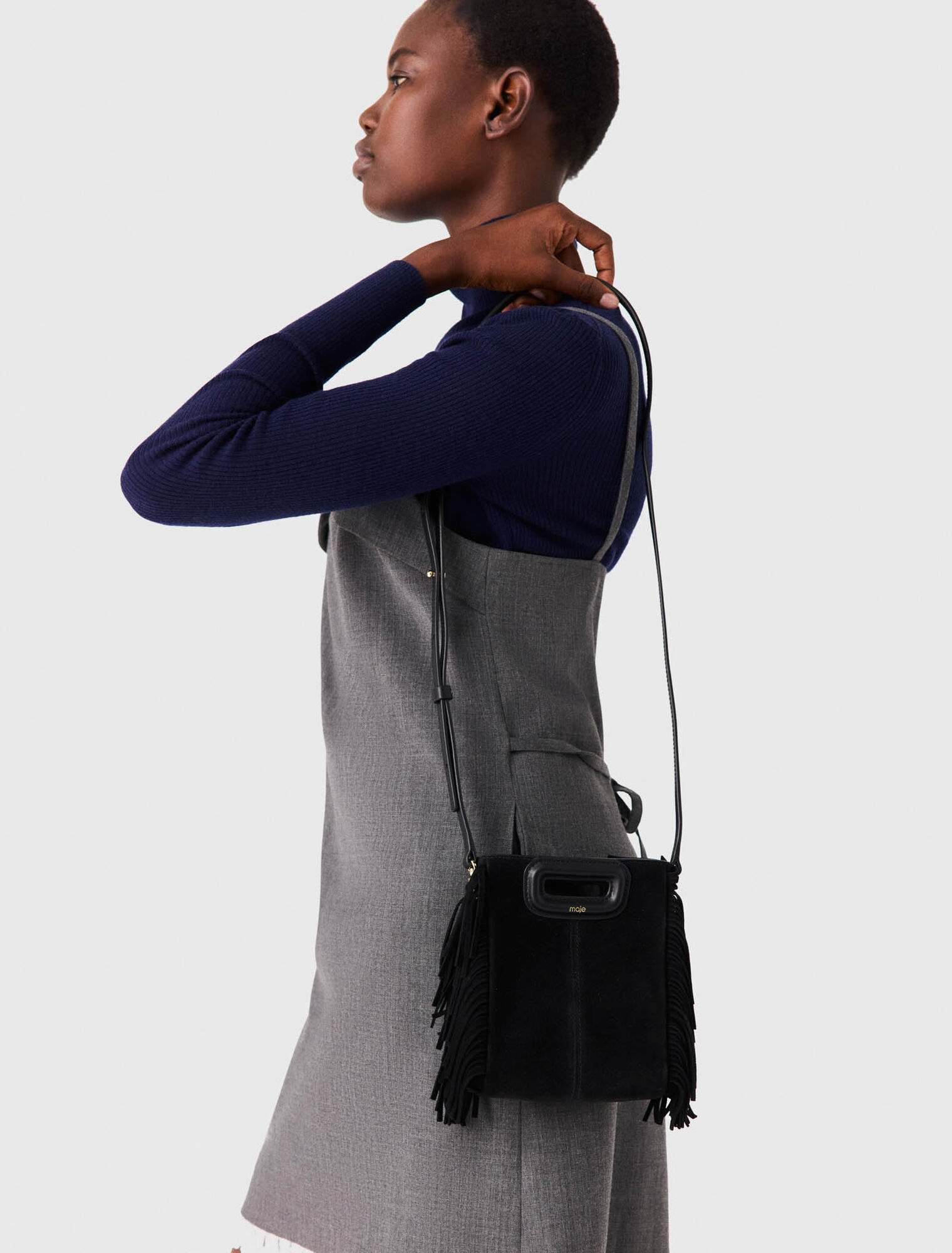 Suede mini M bag