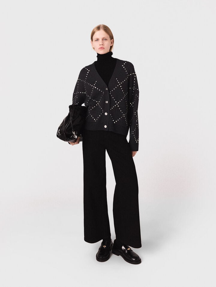 Cardigan à carreaux strassé