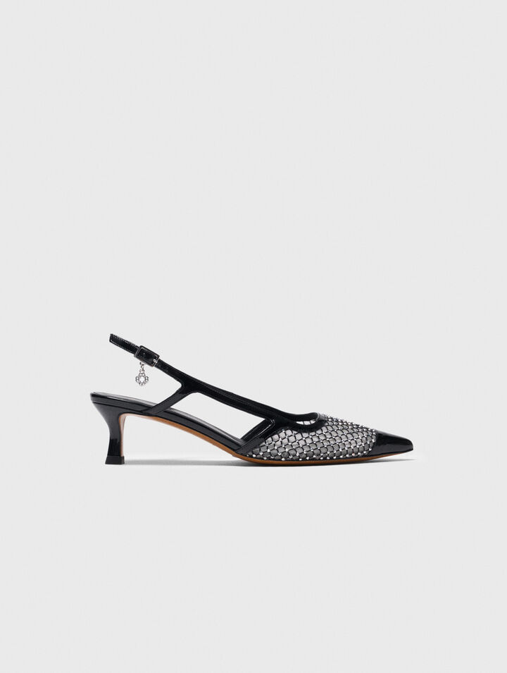 Rhinestone mesh pumps