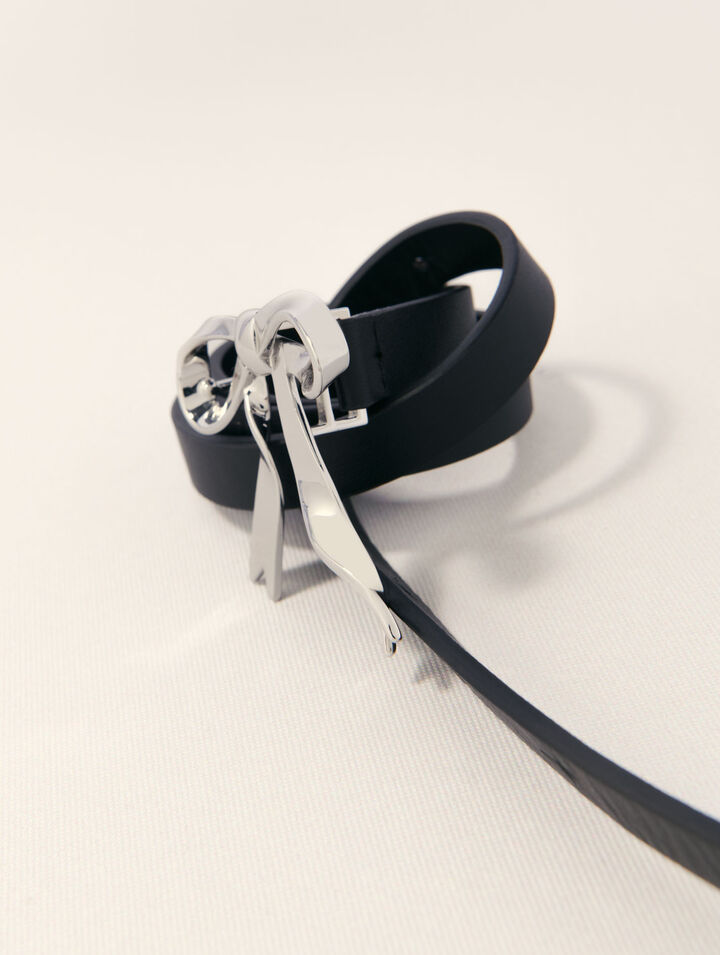 Ceinture noeud fine en cuir
