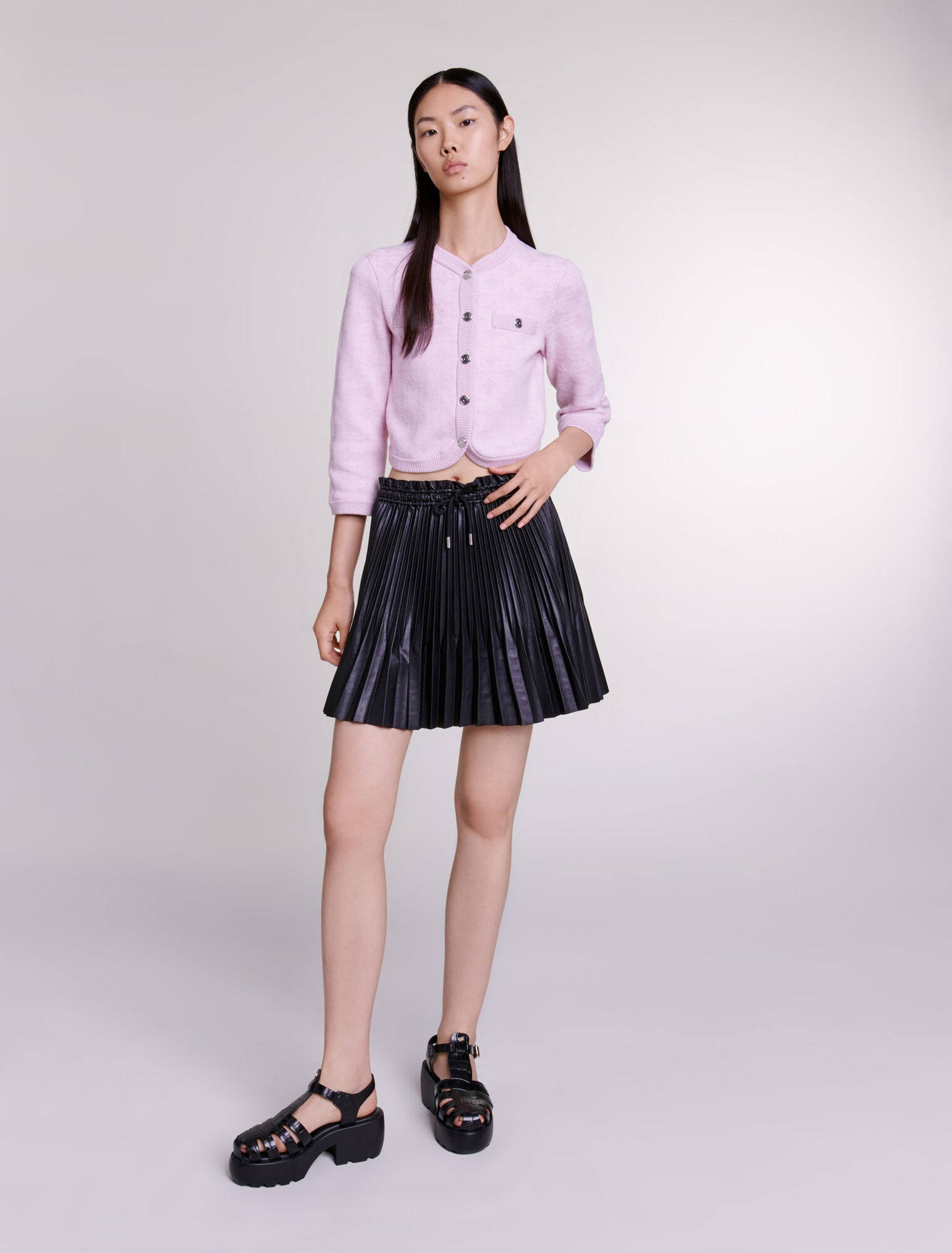 Cardigan en maille effet jacquard