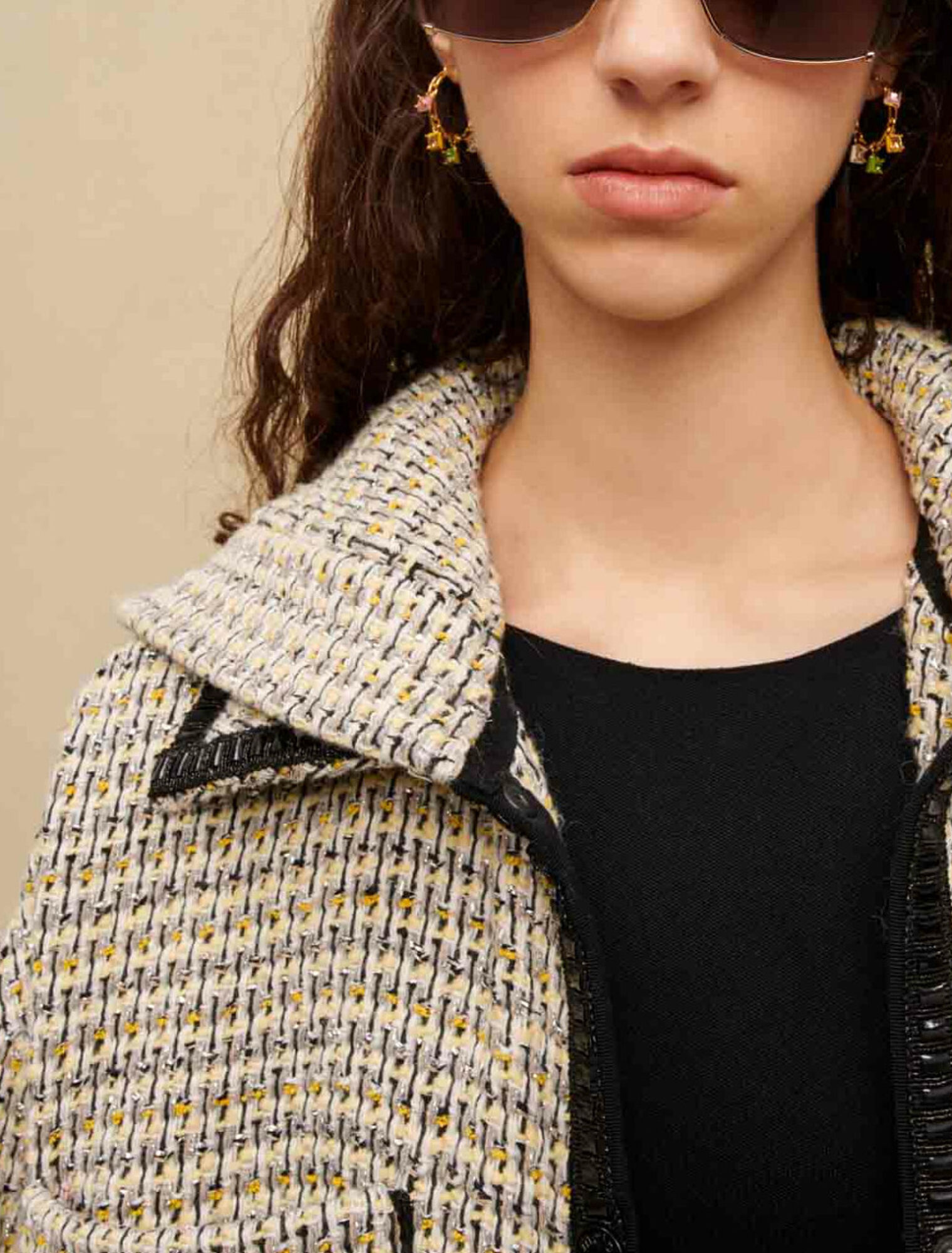 Manteau à capuche en tweed