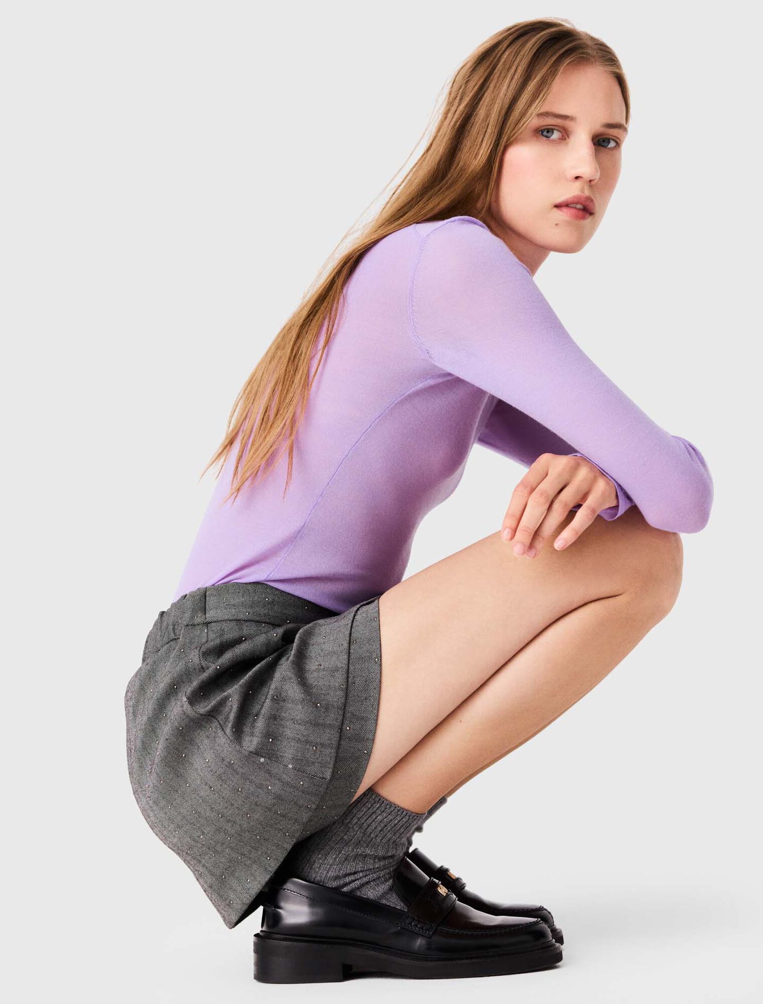 Short trompe-l'&oelig;il tailleur strass&eacute;
