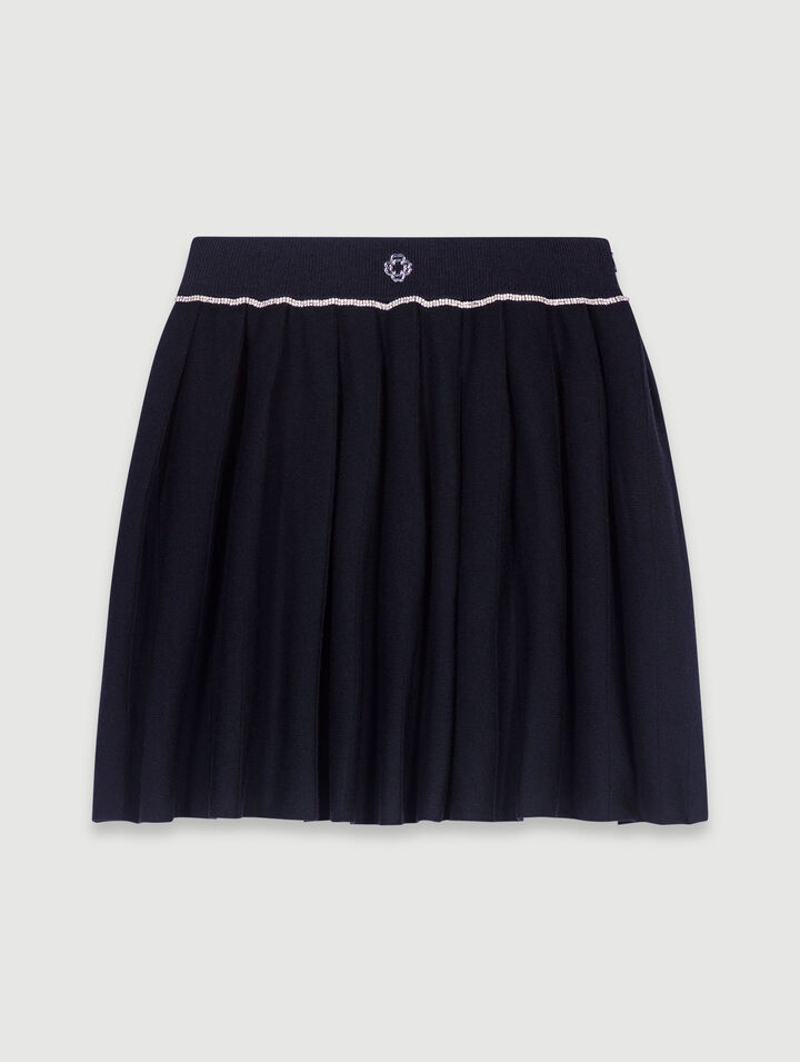 Pleated knit short skirt