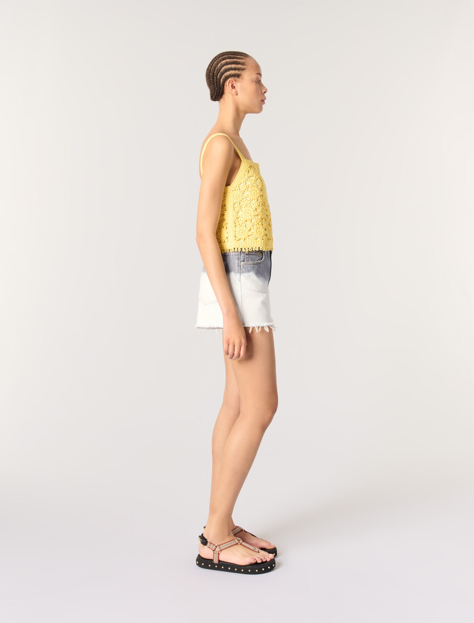 Crochet-knit top