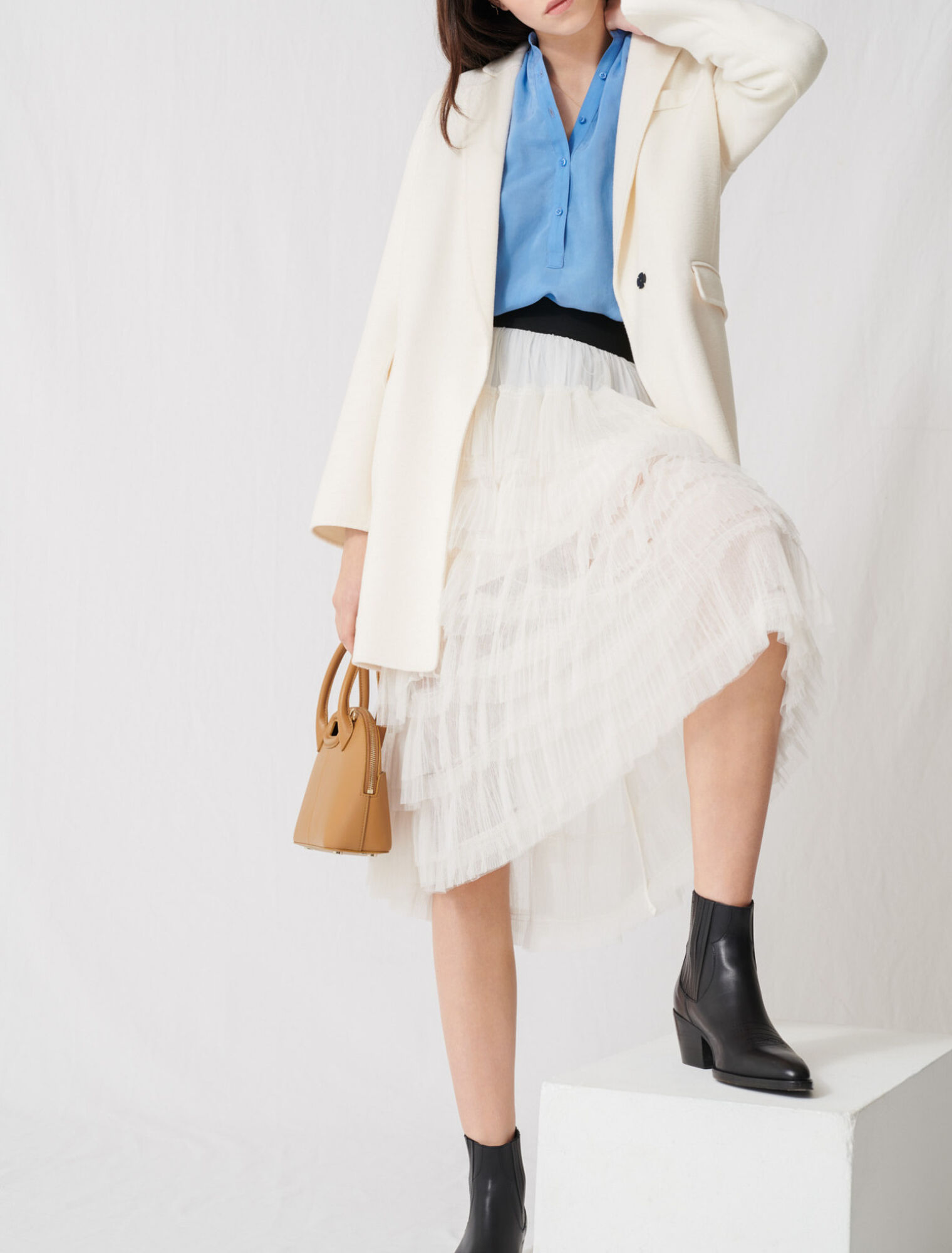White double-faced midi coat