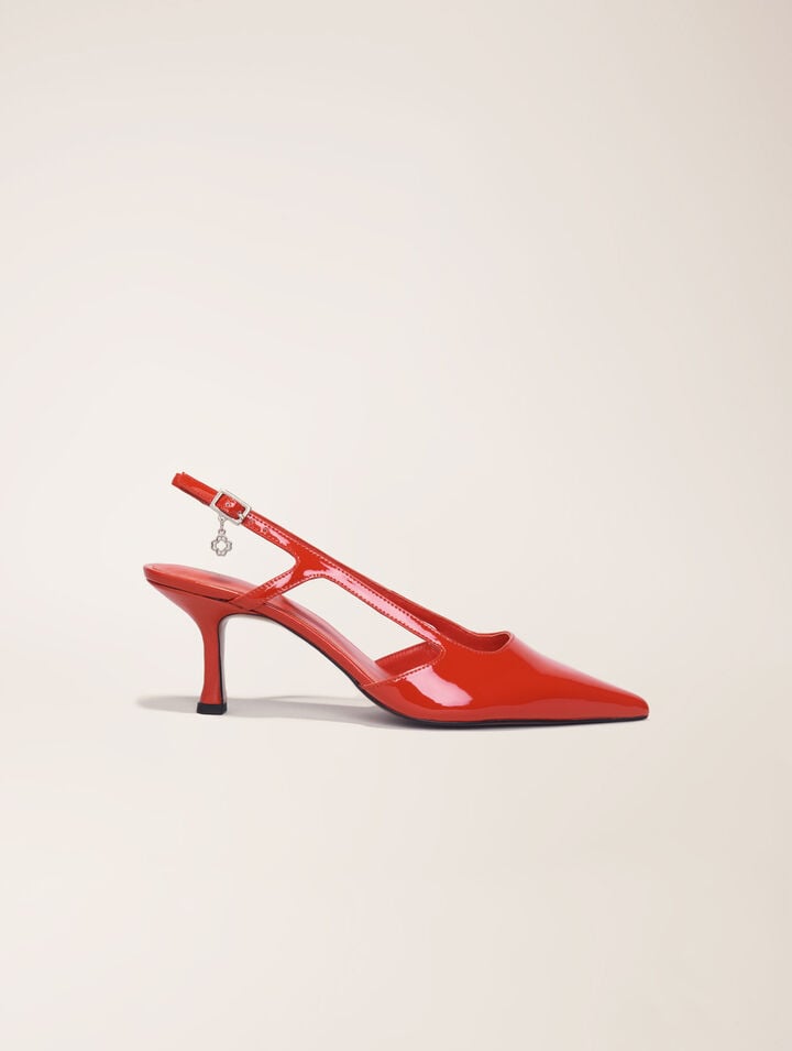 Escarpins slingback en cuir vernis
