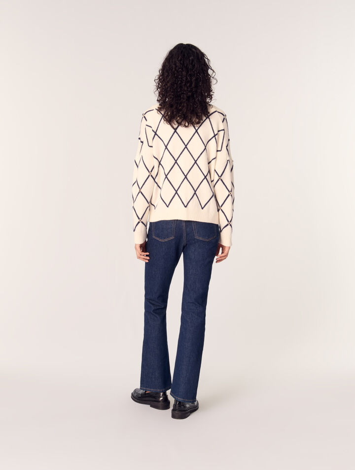 Diamond pattern knitted cardigan