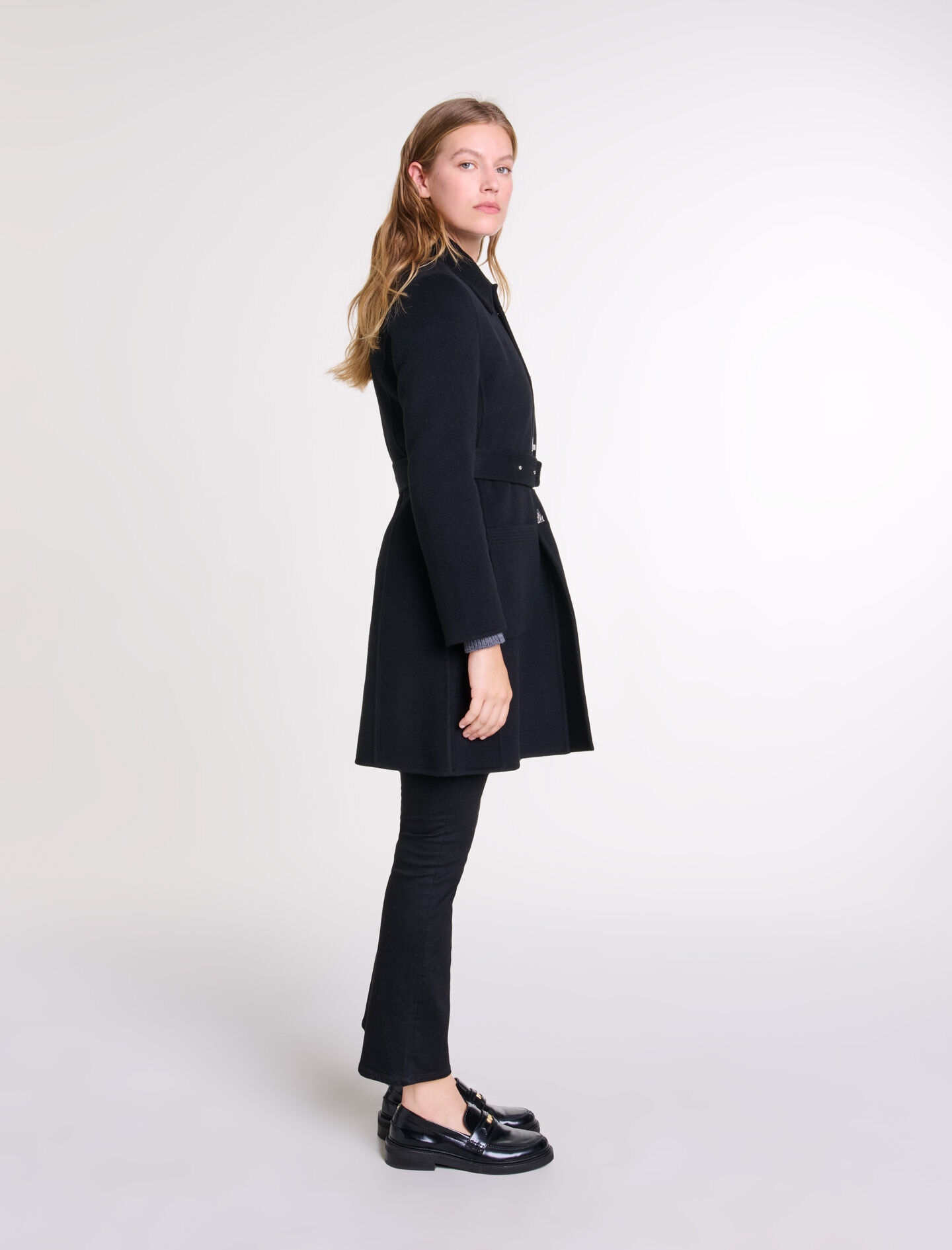 Belted mid-length coat