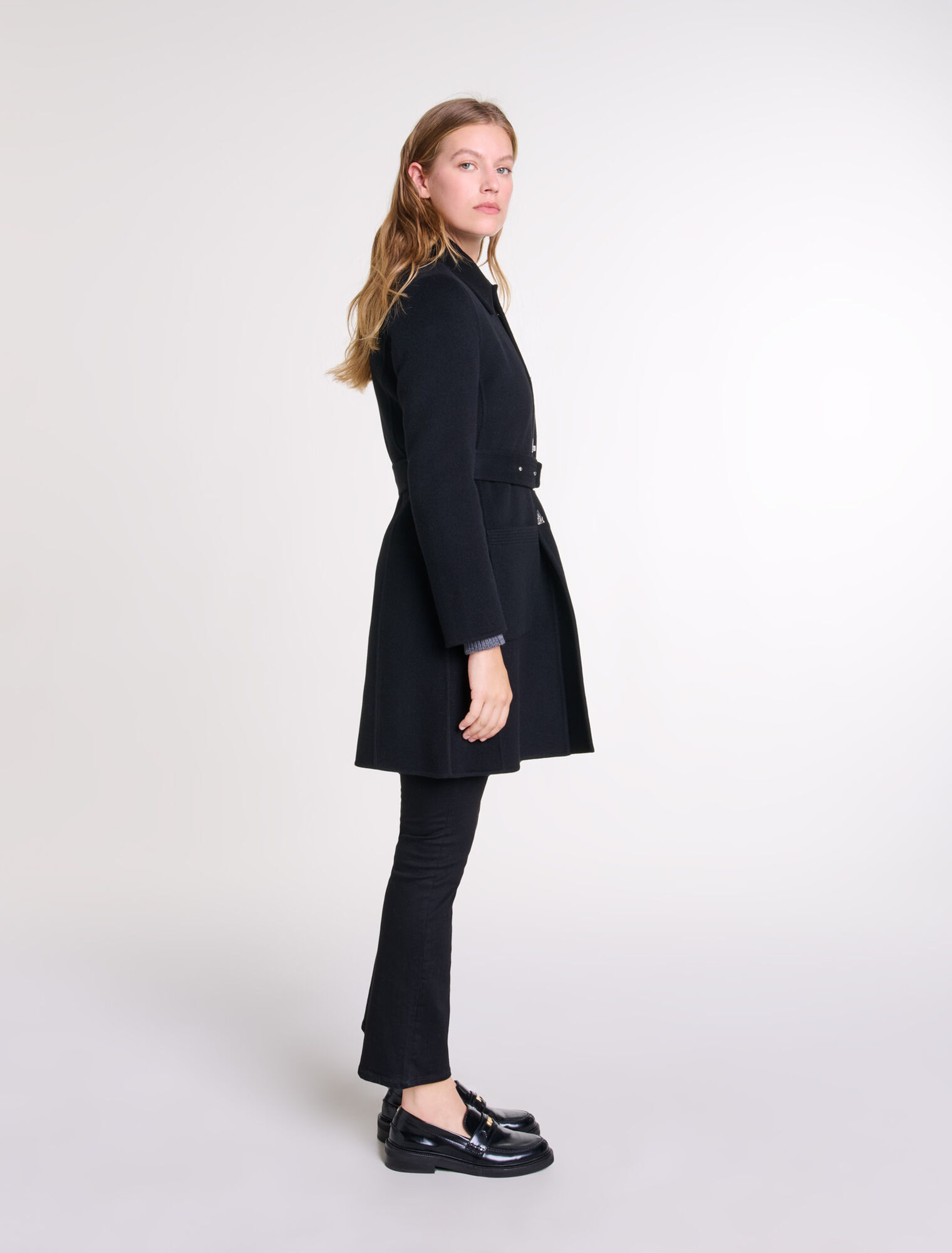 Belted mid-length coat