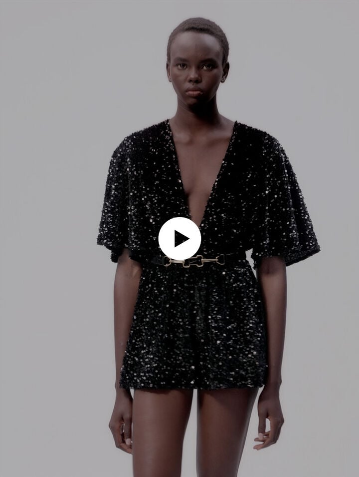 Combishort velours et sequins