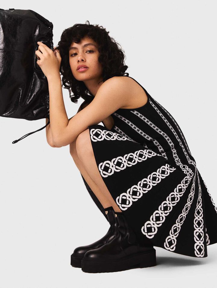Robe courte en maille jacquard