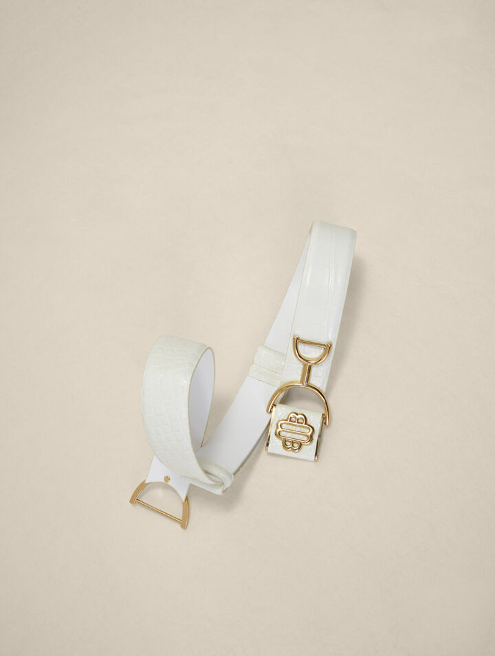 Ceinture large en cuir lisse