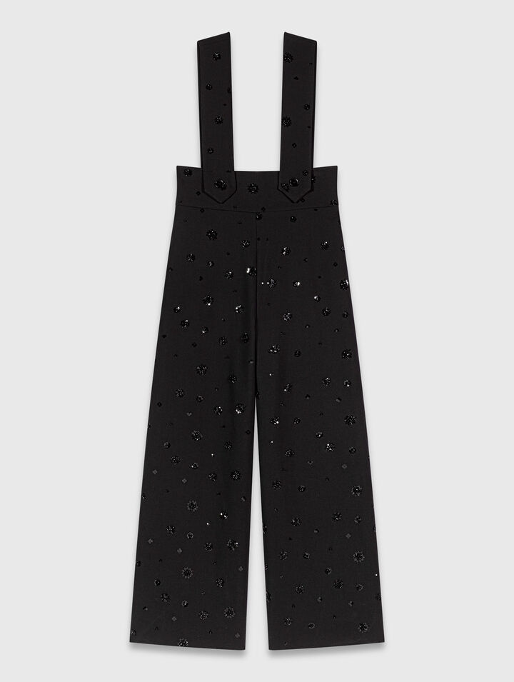 Embroidered trousers with braces
