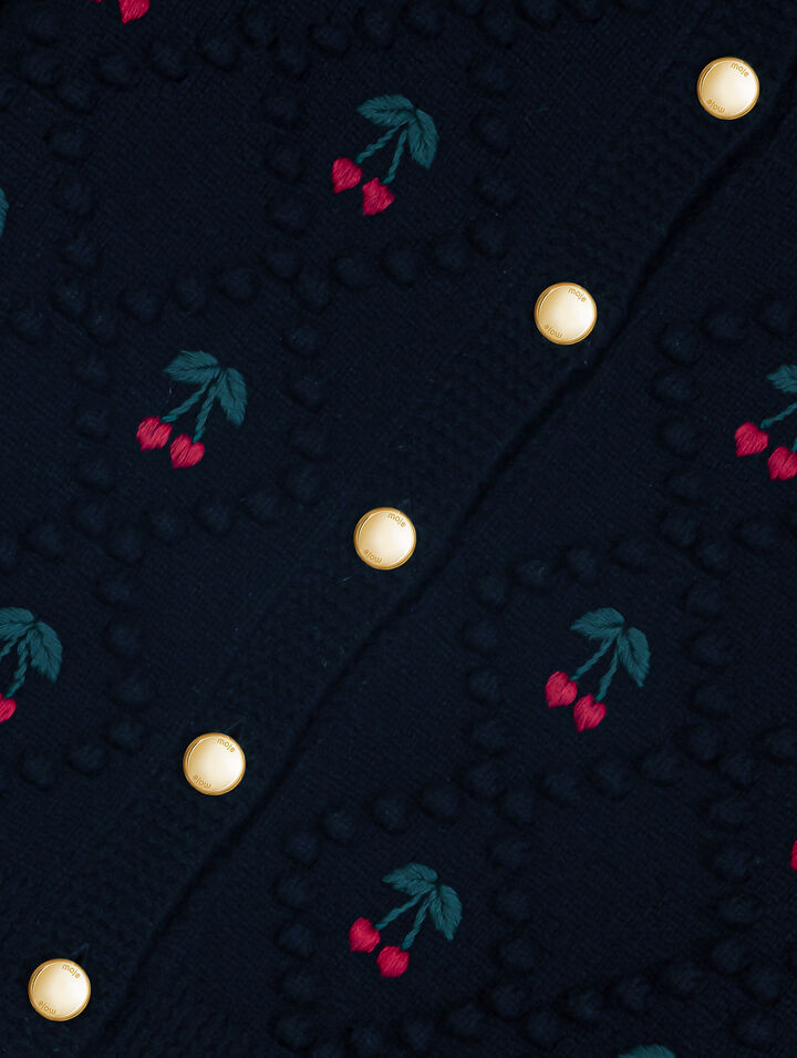 Cardigan avec cerises brod&eacute;es