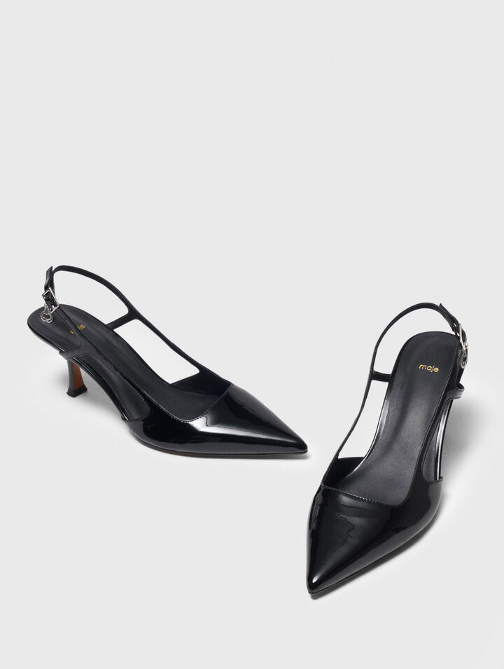 Patent leather slingback pumps