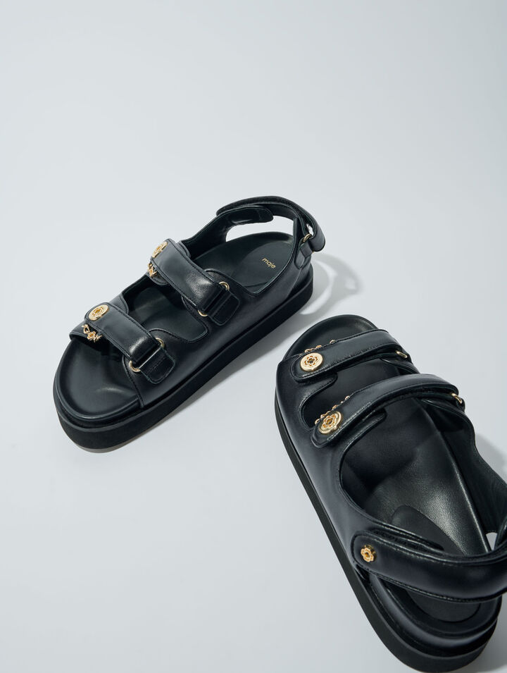 Sandales plates en cuir
