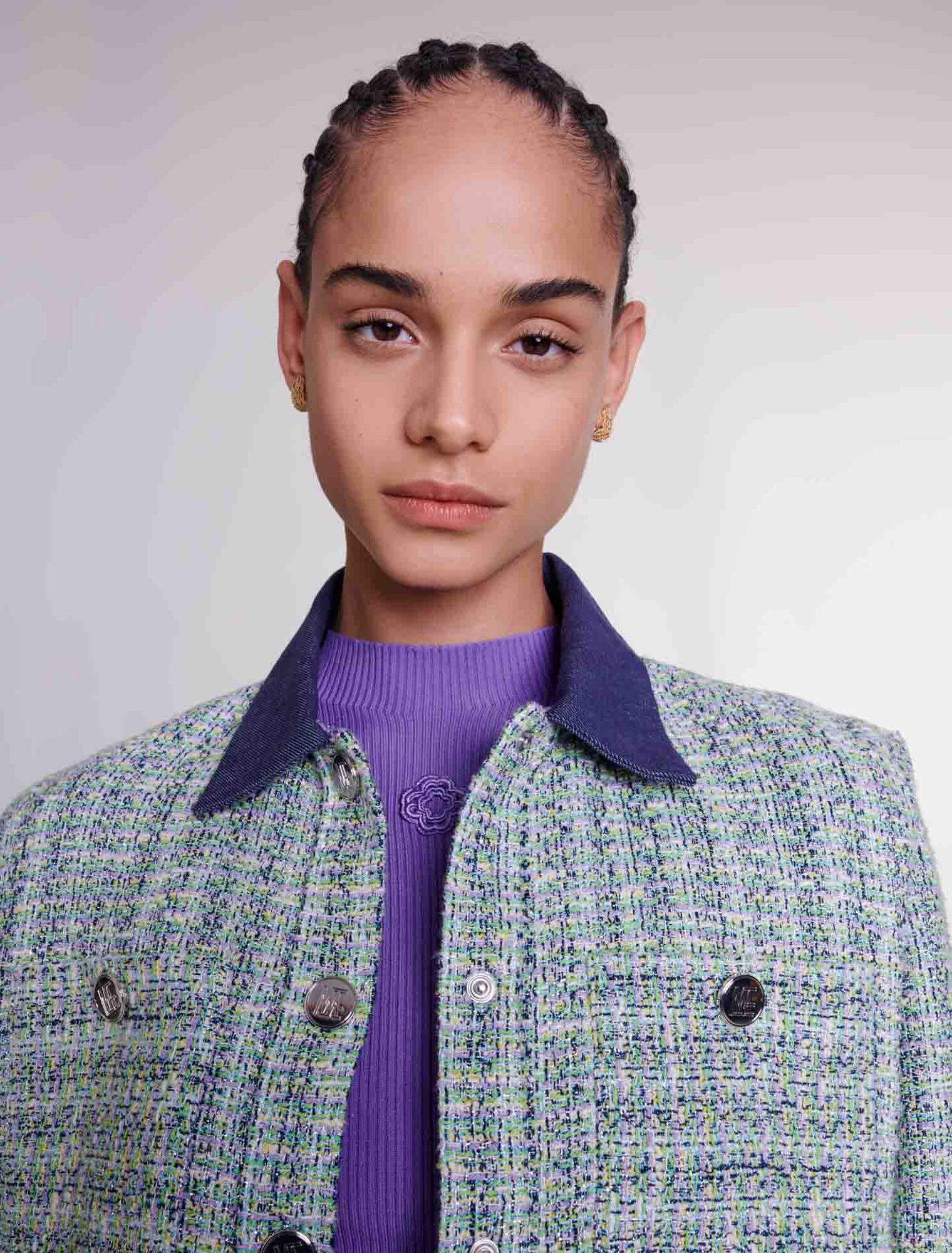 Veste courte en tweed contrasté