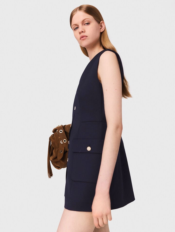 Robe trompe-l'œil en laine mélangée