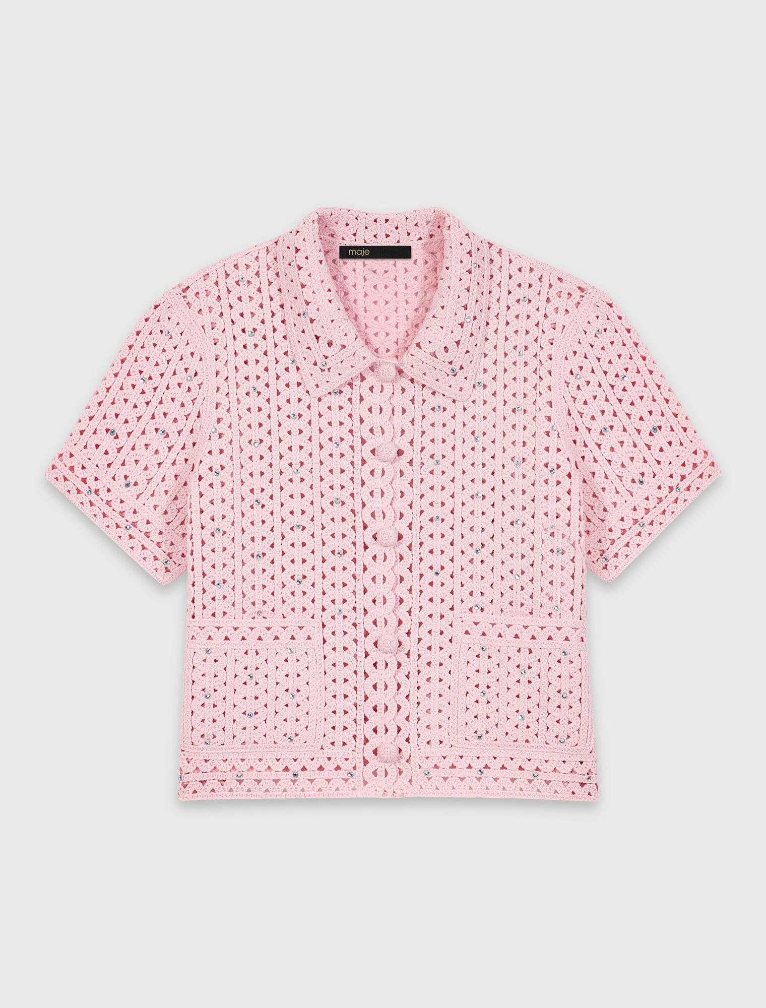 Cardigan en crochet strass&eacute;