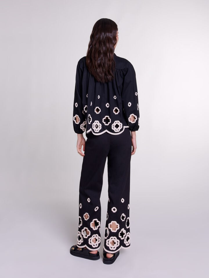 Pantalon large à crochet