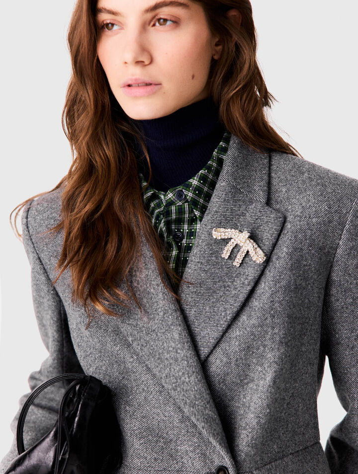 Mid-length wool blend coat