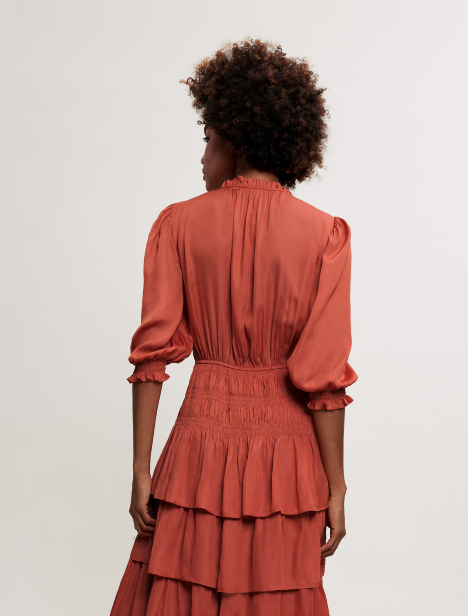 Satin dress with ruffles