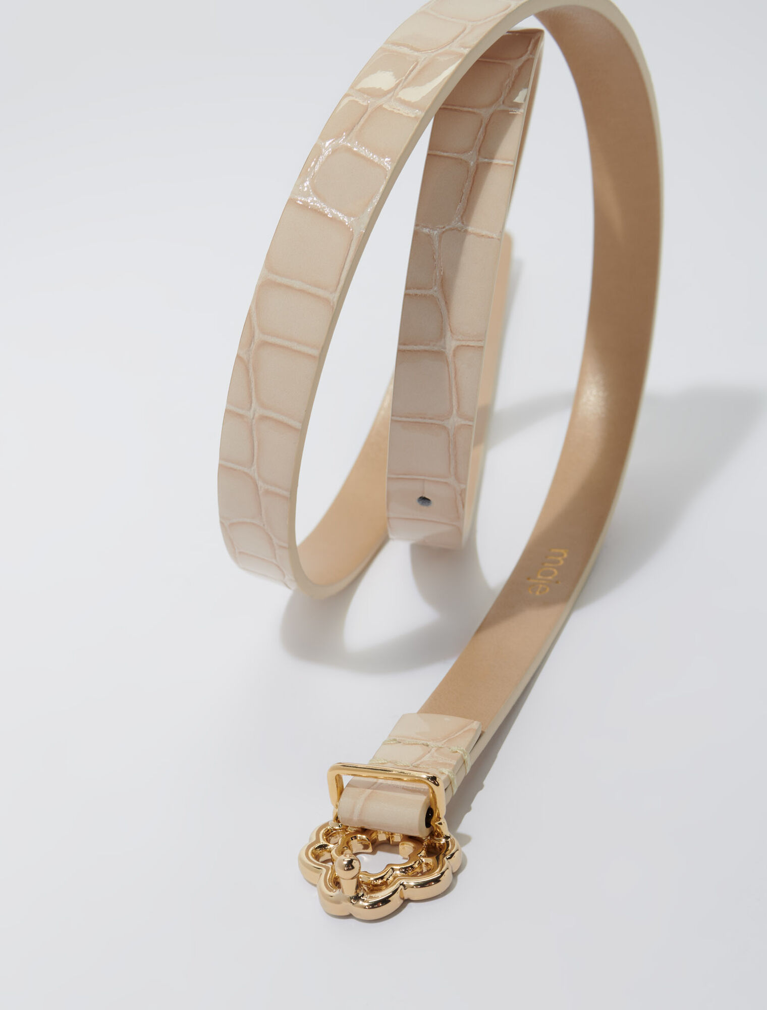 Ceinture fine en cuir à boucle Clover