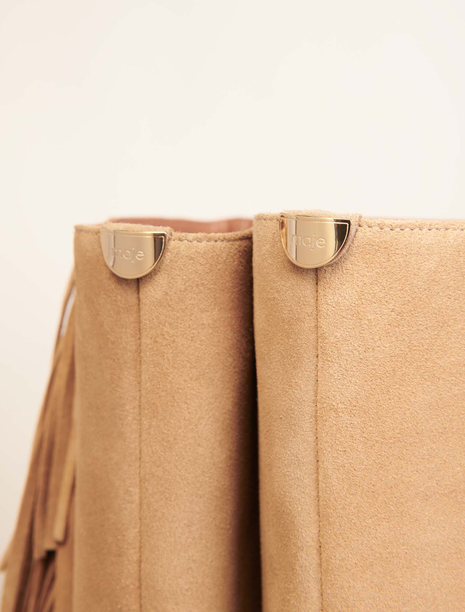 Bottes western en suède à franges