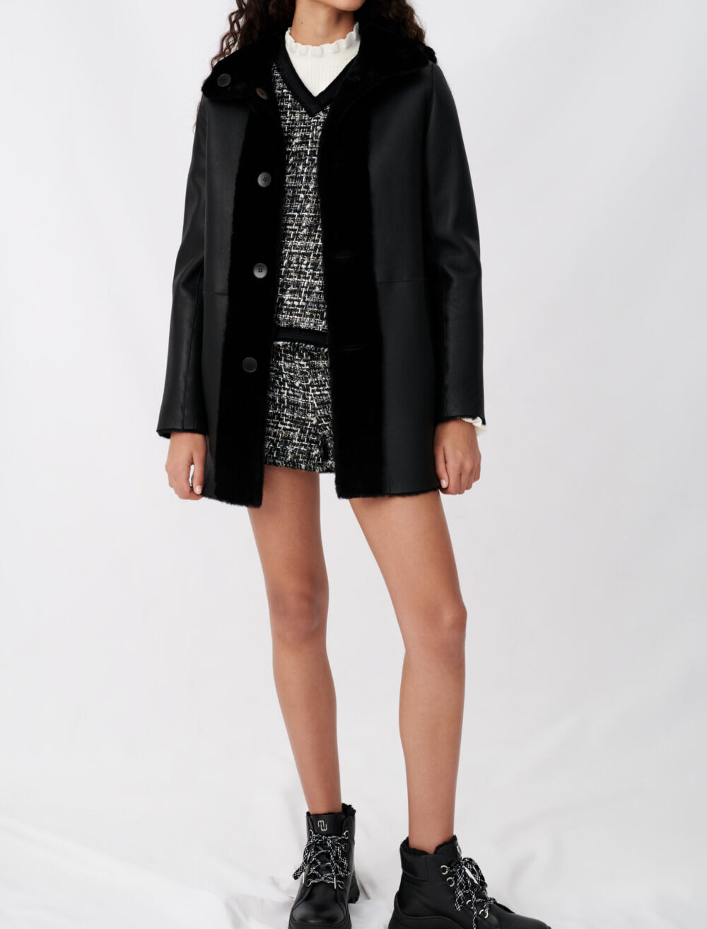 Manteau en peau lainee reversible