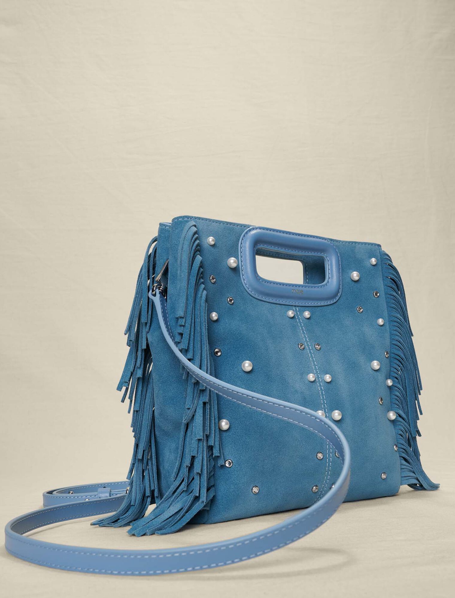 Sac M à franges en cuir clouté