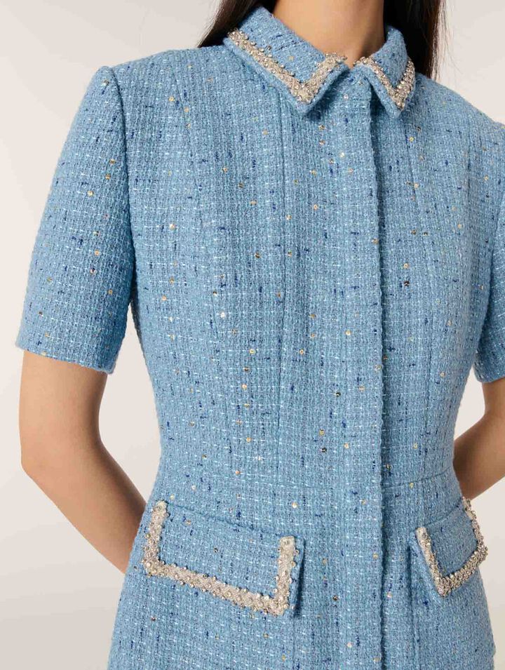 Sequin tweed mini dress